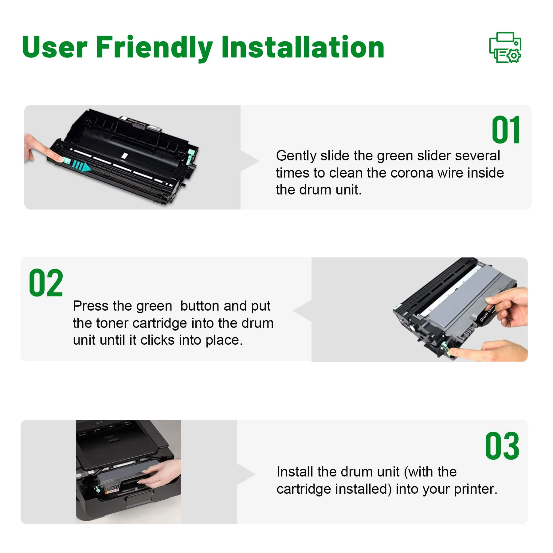 GREENSKY Compatible Drum-Unit Replacement for Brother DR420 DR 420 for Brother HL-2270DW HL-2280DW HL-2230 HL-2240 MFC-7360N MFC-7860DW DCP-7065DN Intellifax 2840 2940 (1 Drum-Unit) - Image 6