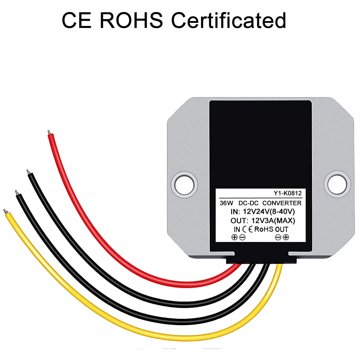 Greluma 1 x Waterproof DC-DC 12V Voltage Stabiliser DC 8V-40V to 12V 3A 36W Automatic Step-Down Voltage Regulator Power Converter - Image 3