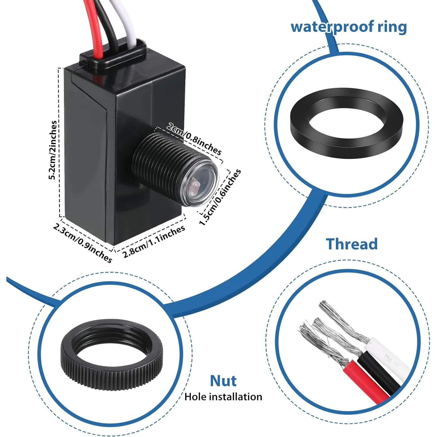 Greluma 2Pcs Dusk to Dawn Sensor Outdoor Lighting 120-277V Photoelectric Switch Photocell Light Sensor for Most Outdoor Lighting Fixtures - Image 2