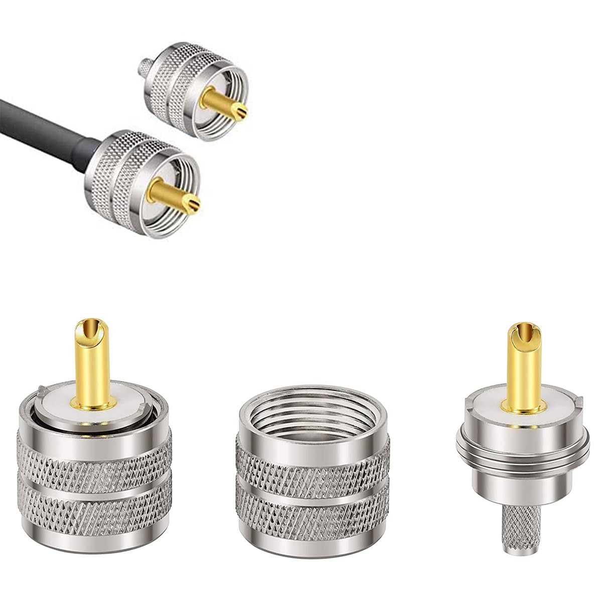 Greluma 6 x UHF PL-259 Male Crimp Coaxial Adapter RF Connector for RG58 / U LMR195 Coaxial Cable Compatible with Amateur Radio - Image 4
