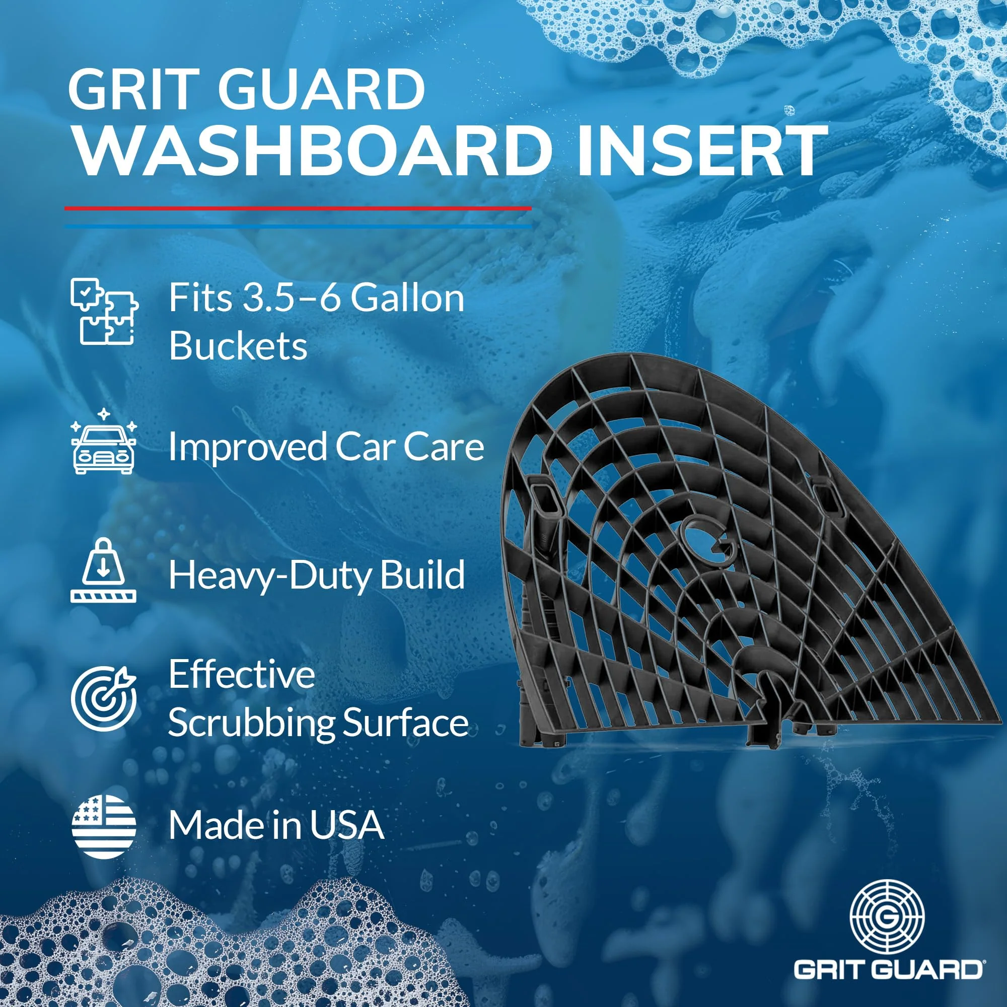 Grit Guard Washboard Bucket Insert, Removes Dirt from Wash Mitt for Car Detailing, Attaches to Grit Guard Insert, Fits Most 3-6 Gallon Car Wash Buckets - Black - Image 2