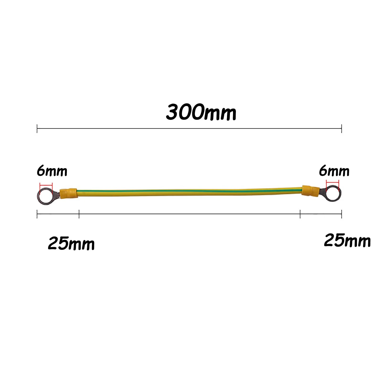 Grounding Cable Pack of 10 - 6 mm2 Cable (Size 30 cm), with Ring Cable Lug Eyelet Insulated for Network Cabinet Server Cabinet M6 M6*6mm2*30cm - Image 2