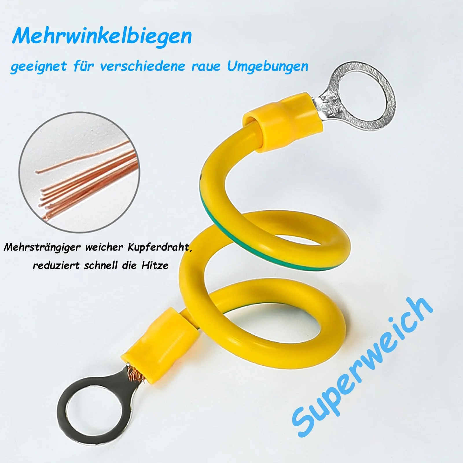 Grounding Cable Pack of 10 - 6 mm2 Cable (Size 30 cm), with Ring Cable Lug Eyelet Insulated for Network Cabinet Server Cabinet M6 M6*6mm2*30cm - Image 4