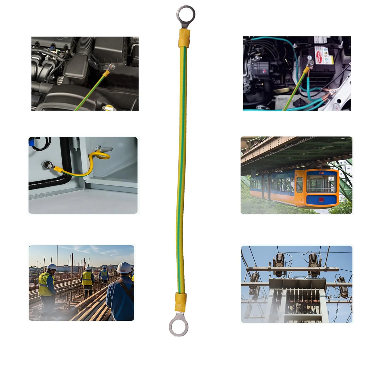 Grounding Cable Pack of 10 - 6 mm2 Cable (Size 30 cm), with Ring Cable Lug Eyelet Insulated for Network Cabinet Server Cabinet M6 M6*6mm2*30cm - Image 7
