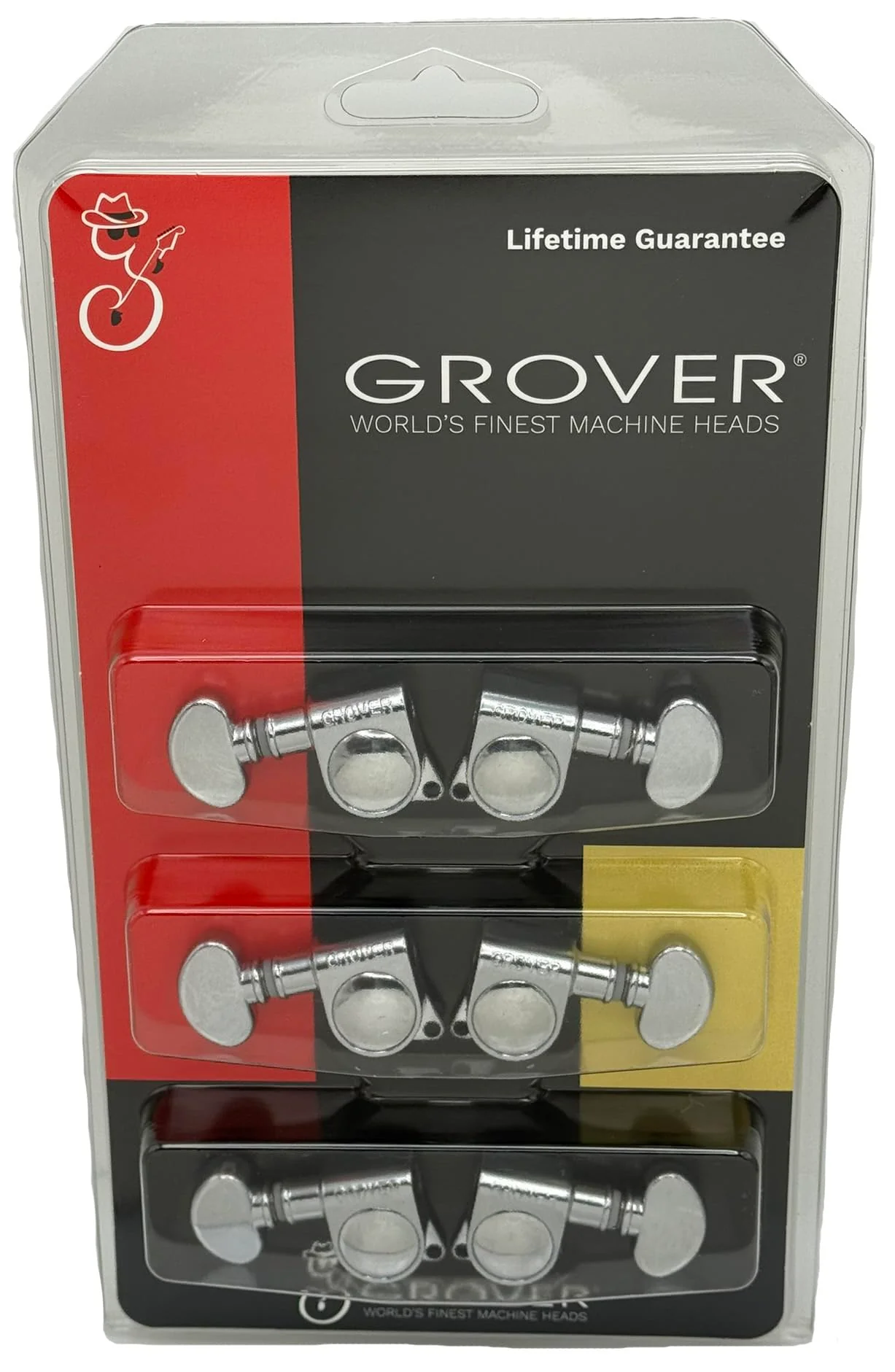 Grover 406C Locking Rotomatics Guitar Tuners, Tuning Machines Set 3+3 18:1 Chrome Mid-Size "Mini" Tuning Keys with Tonebird Dunlop Polish Cloth Bundle Tuner Heads with Small Kidney Button - Image 2