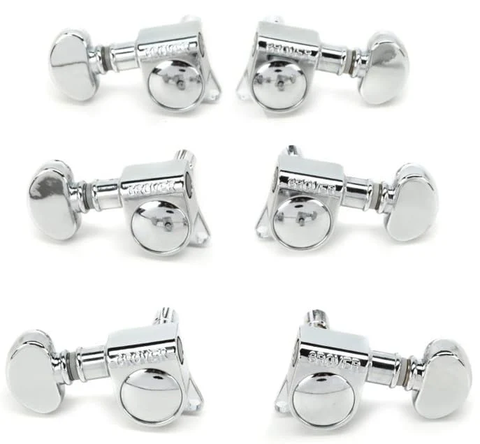 Grover 406C Locking Rotomatics Guitar Tuners, Tuning Machines Set 3+3 18:1 Chrome Mid-Size "Mini" Tuning Keys with Tonebird Dunlop Polish Cloth Bundle Tuner Heads with Small Kidney Button - Image 6