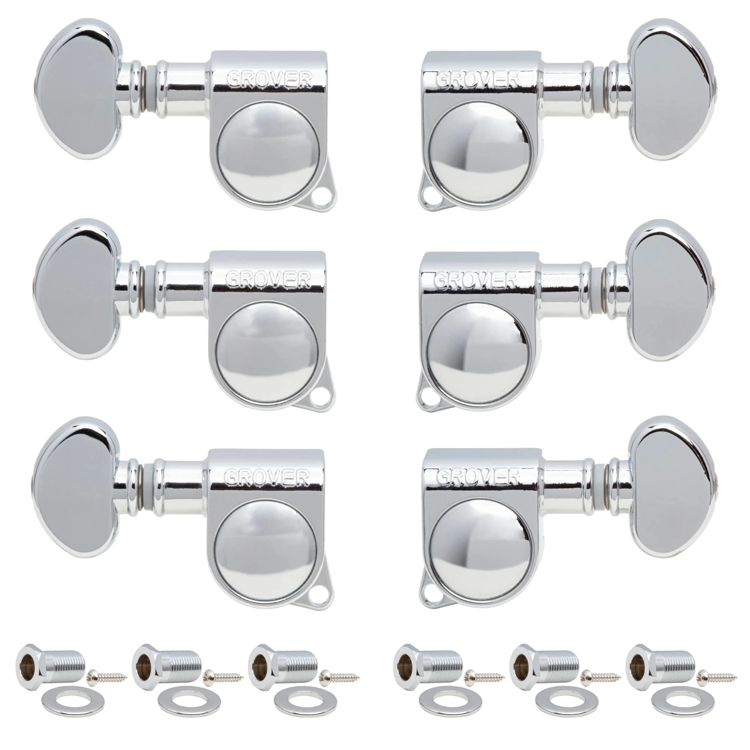 Grover 406C Locking Rotomatics Guitar Tuners, Tuning Machines Set 3+3 18:1 Chrome Mid-Size "Mini" Tuning Keys with Tonebird Dunlop Polish Cloth Bundle Tuner Heads with Small Kidney Button - Image 7