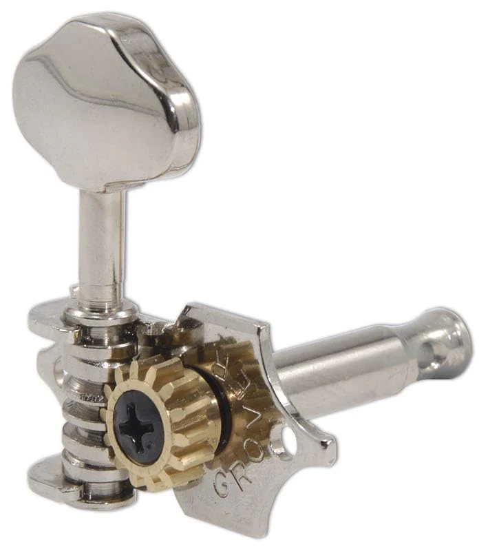 Grover V97N STA-TITE 14:1 Open Gear Guitar Tuners Vintage Style Nickel Tuning Machines 3+3 with Butter Bean Button For Solid (Vertical) Headstock with Tonebird Dunlop Polish Cloth Bundle - Image 3
