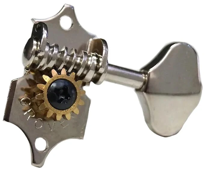 Grover V97N STA-TITE 14:1 Open Gear Guitar Tuners Vintage Style Nickel Tuning Machines 3+3 with Butter Bean Button For Solid (Vertical) Headstock with Tonebird Dunlop Polish Cloth Bundle - Image 4