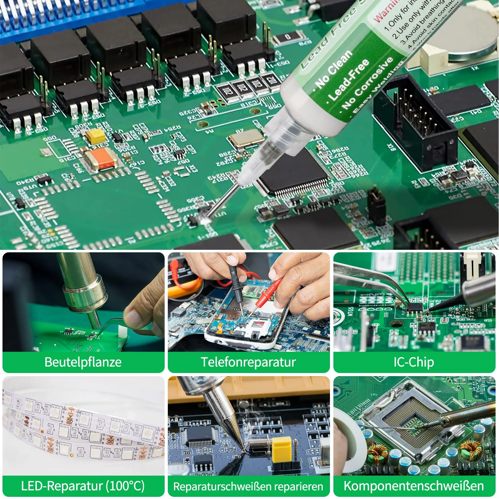 Gruiqrd Flux Soldering, 40 ml Lead-Free Syringe Solder Flux Paste, No Clean Rosin Soldering Paste Flux for BGA LED PCB SMD Electronics Soldering - Image 3