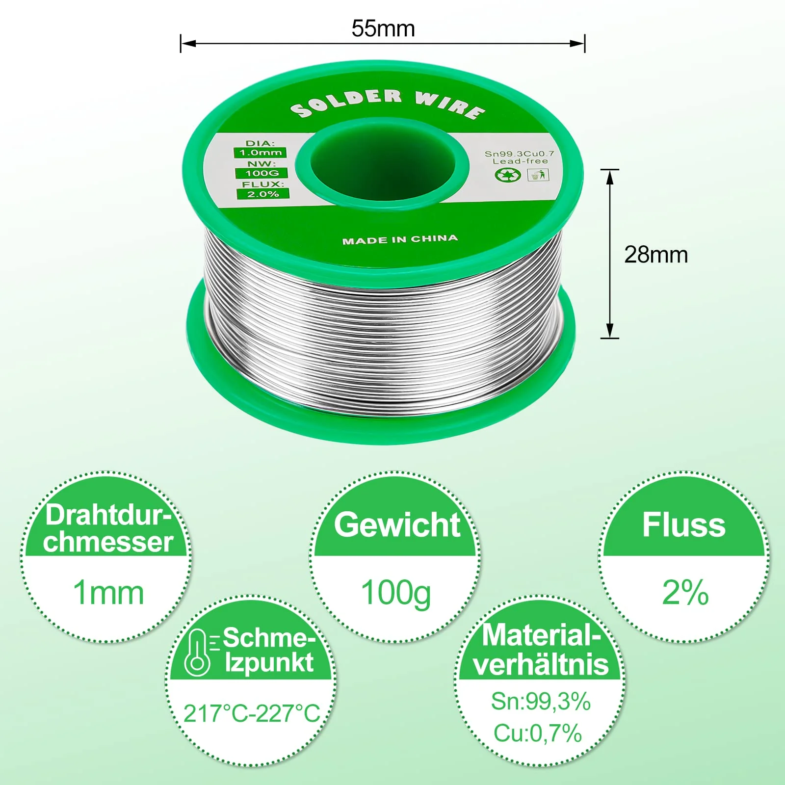 Gruiqrd Solder 1 mm, Solder Wire Electronics with Flux Sn99.3 Cu0.7, Solder Wire with Rosin Core for Electric Soldering and DIY (100 g) 1mm-100g - Image 5