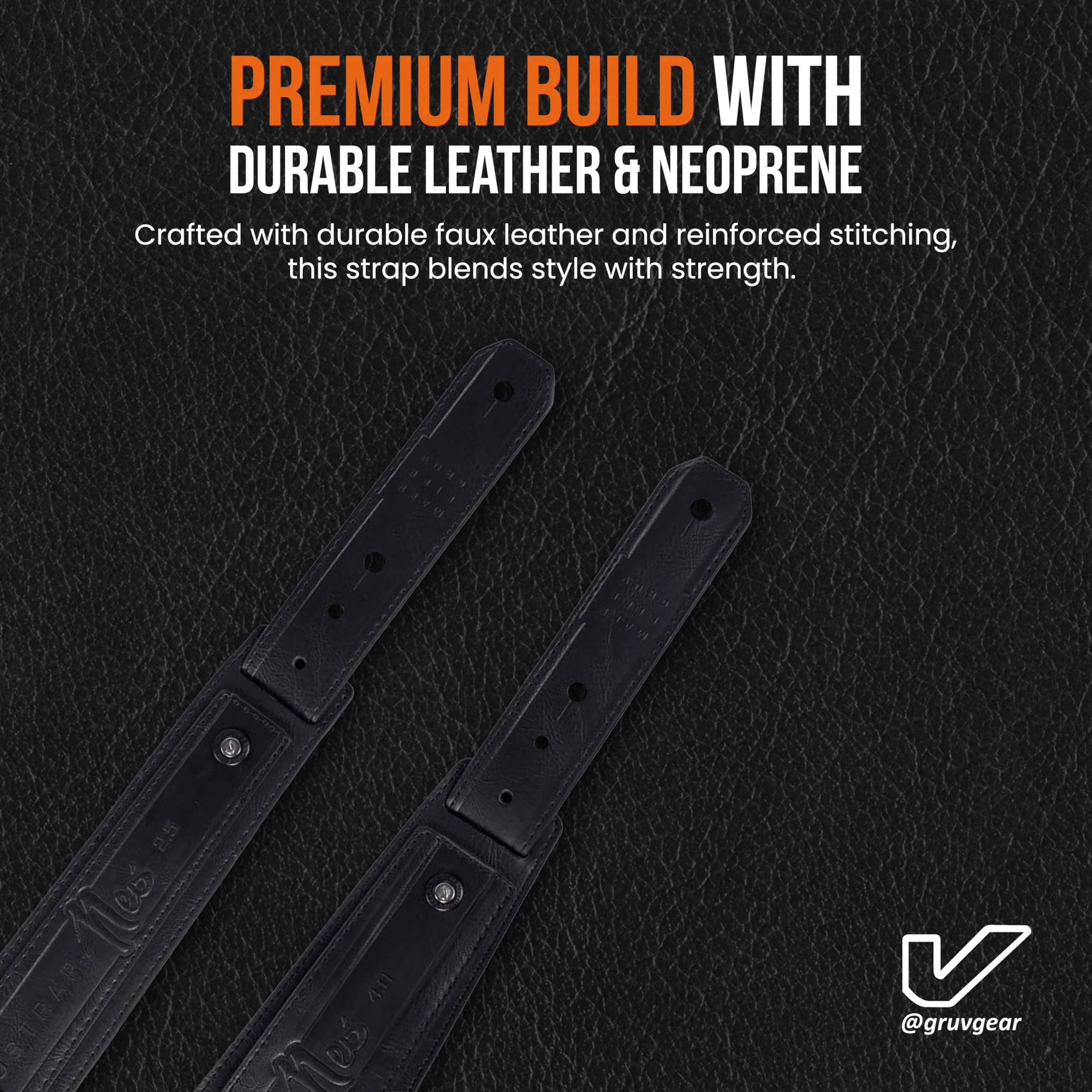 Gruv Gear SoloStrap Neo Padded Faux Leather Guitar Strap with Adjustable Slide Lock System, Thick Neoprene Padding for Heavier Instruments, Comfortable Guitar Belt Anti Bounce Design - Black, 2.5" 2.5" - Image 3