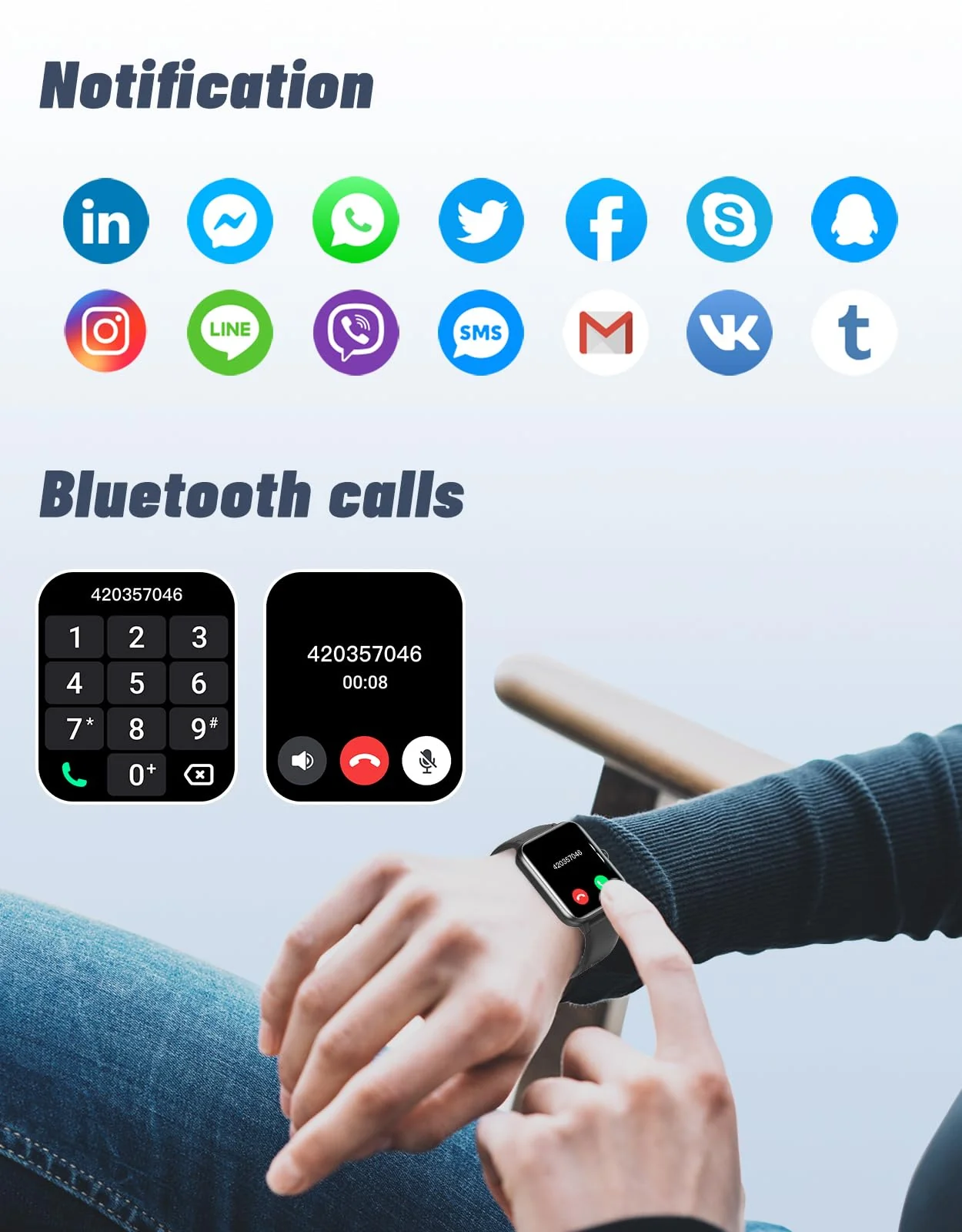 GRV Smart Watch for iOS and Android Phones (Answer/Make Calls), Watches for Men Women IP68 Waterproof Smartwatch Fitness Tracker Watch with Heart Rate/Sleep Monitor Steps Calories Counter (Black) Black - Image 2