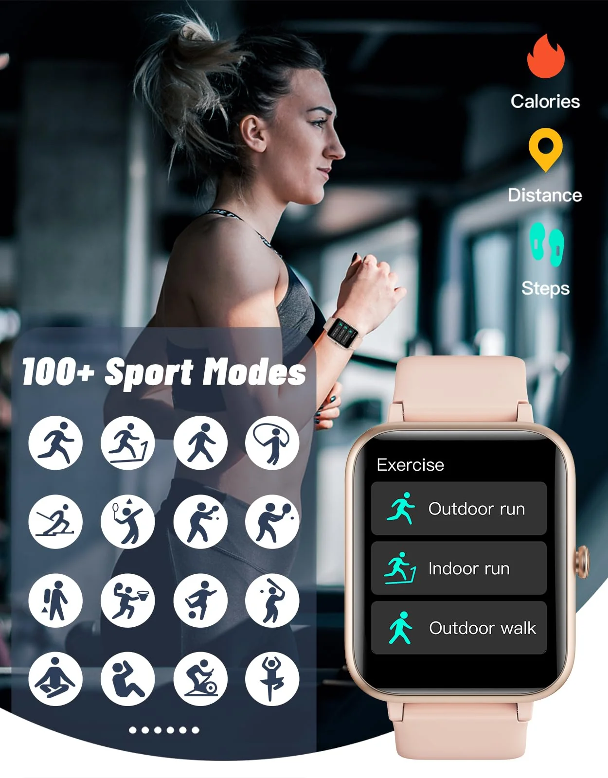 GRV Smart Watch for iOS and Android Phones (Answer/Make Calls), Watches for Women IP68 Waterproof Smartwatch Fitness Tracker Watch with Heart Rate/Sleep Monitor Steps Calories Counter (Pink) Baby Pink - Image 4