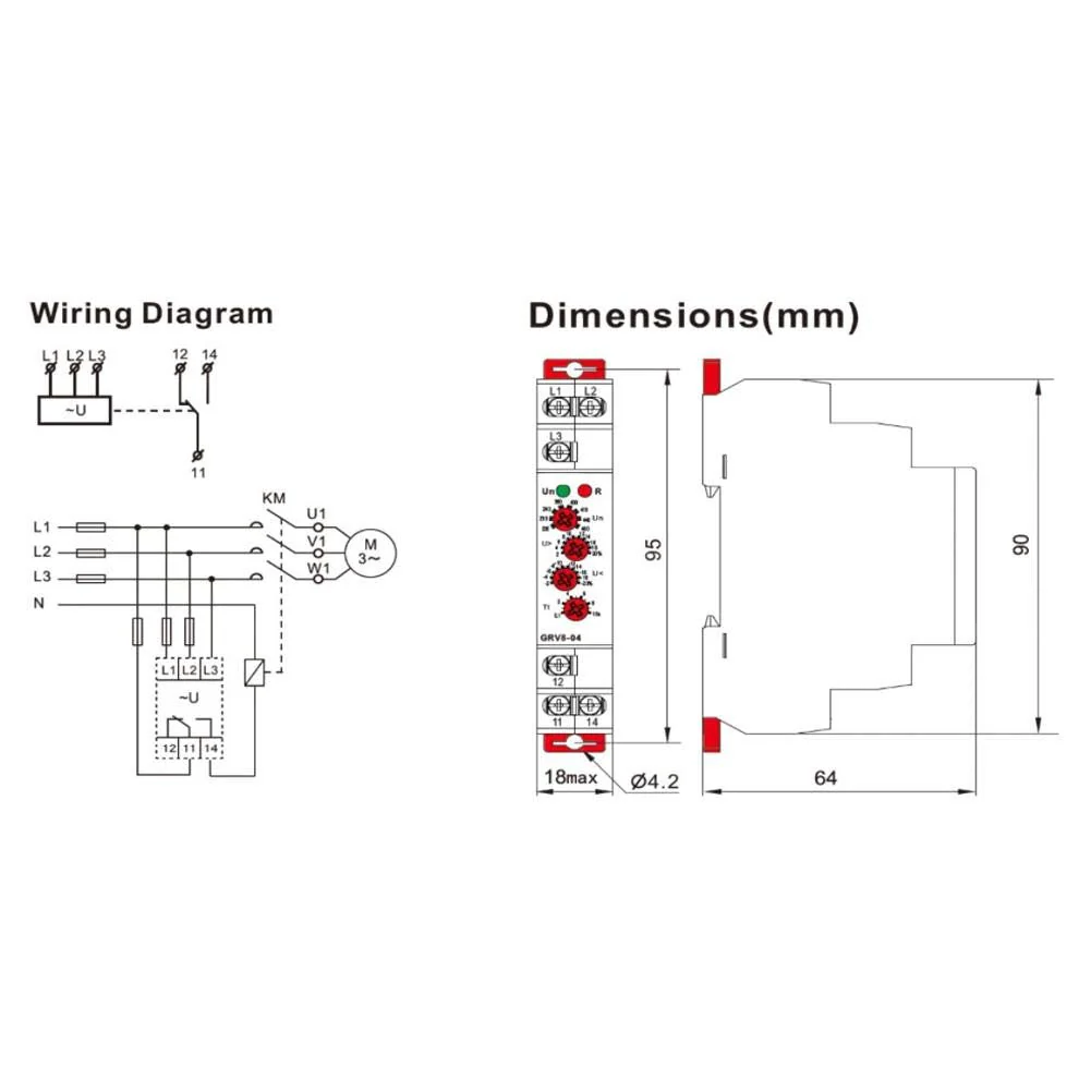 GRV8-04 M265 Voltage Relay 3-Phase Voltage Monitoring Relay Phase Sequence Phase Failure Protection - Image 2