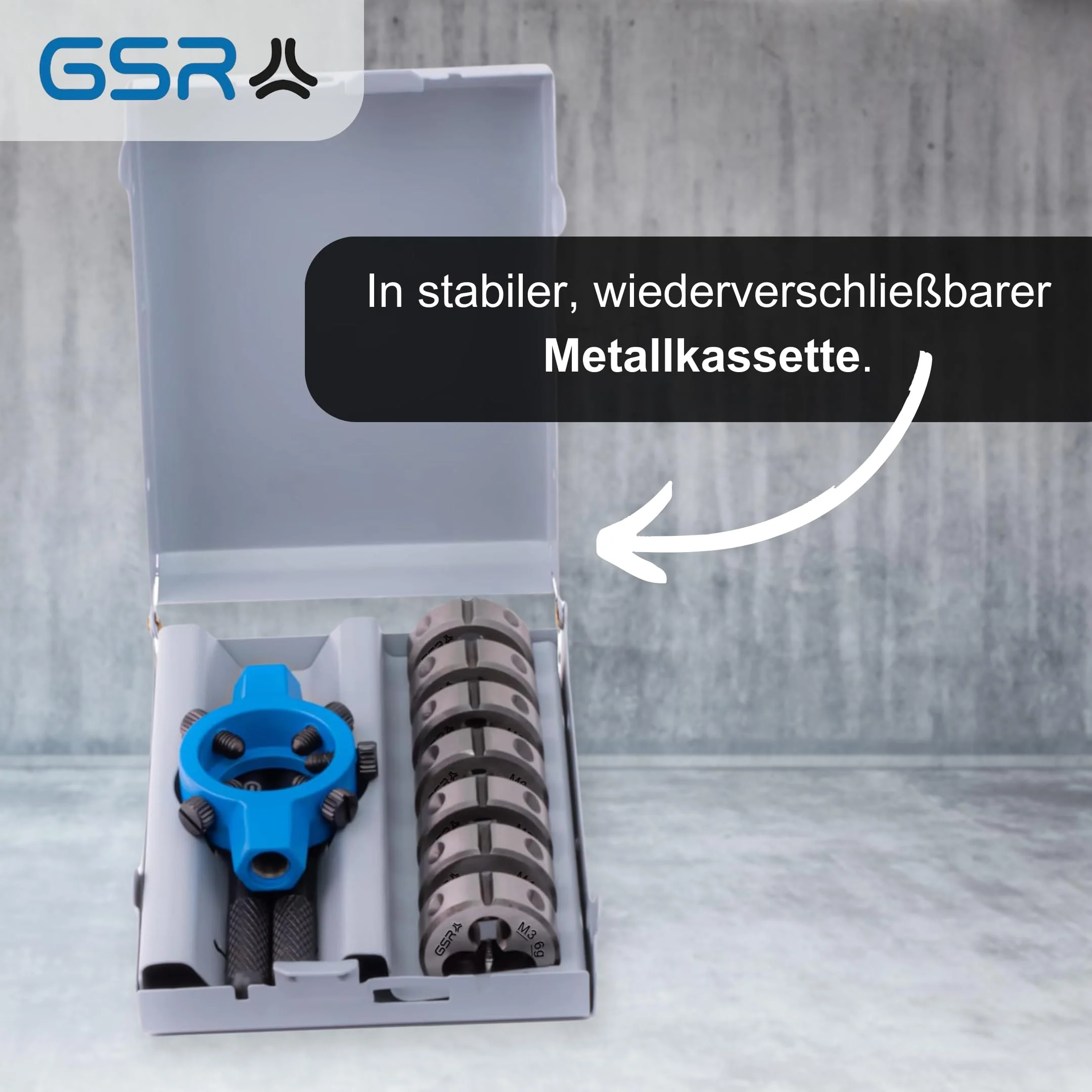 GSR Professional die set, 8 pieces, M3-M12, HSS-G thread cutter for external thread, diameter 25 x 9 mm, with die holder, in metal case, for steel, metal, craft and industry - Image 2