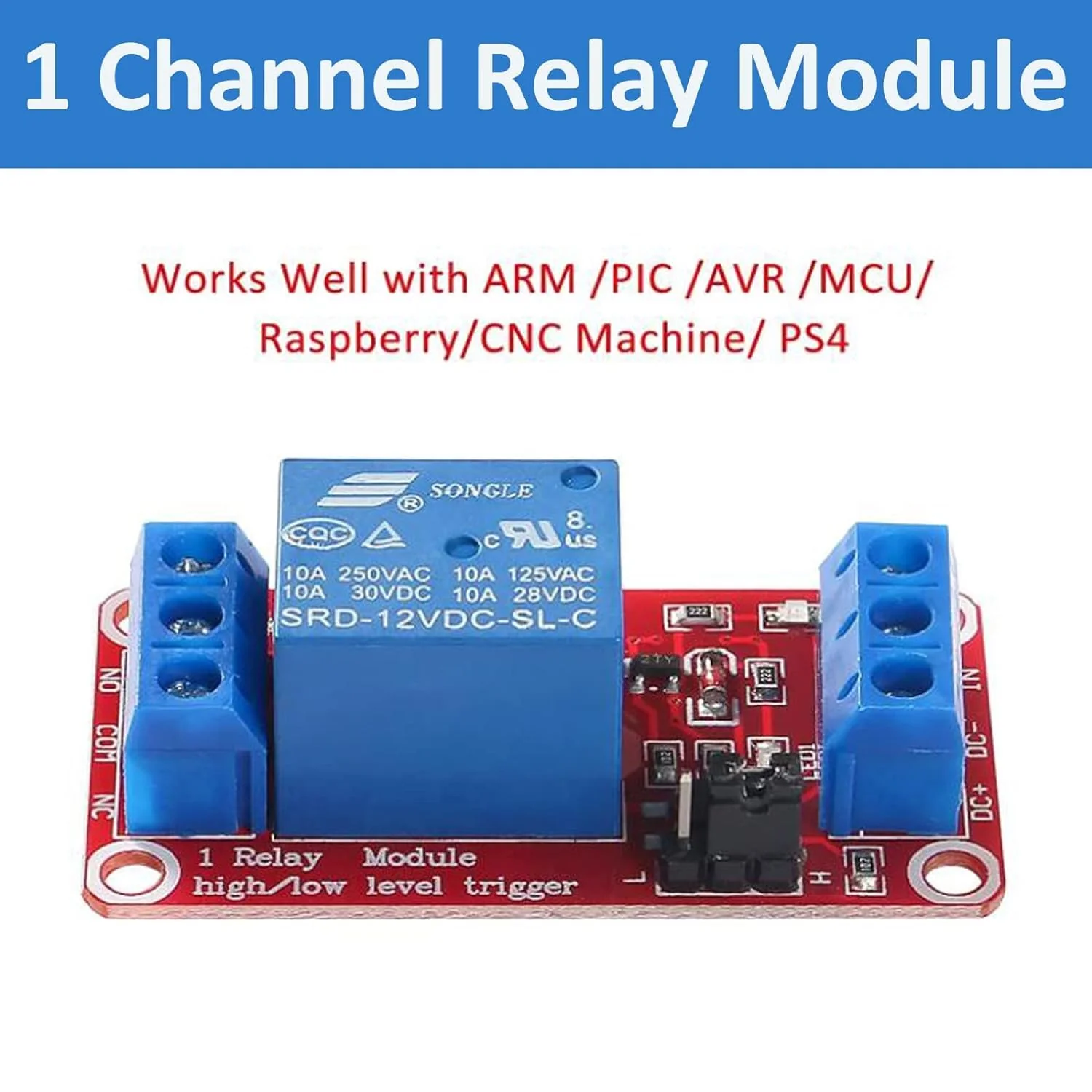 GTIWUNG One Channel Relay Module 12 V, 1 Channel Relay Board with Optocoupler Isolation, High Level Trigger Relay Module, Low Level Trigger Expansion Board, Relay Switch Module for Arduino Pack of 10 1 channel 12 V, red - Image 2