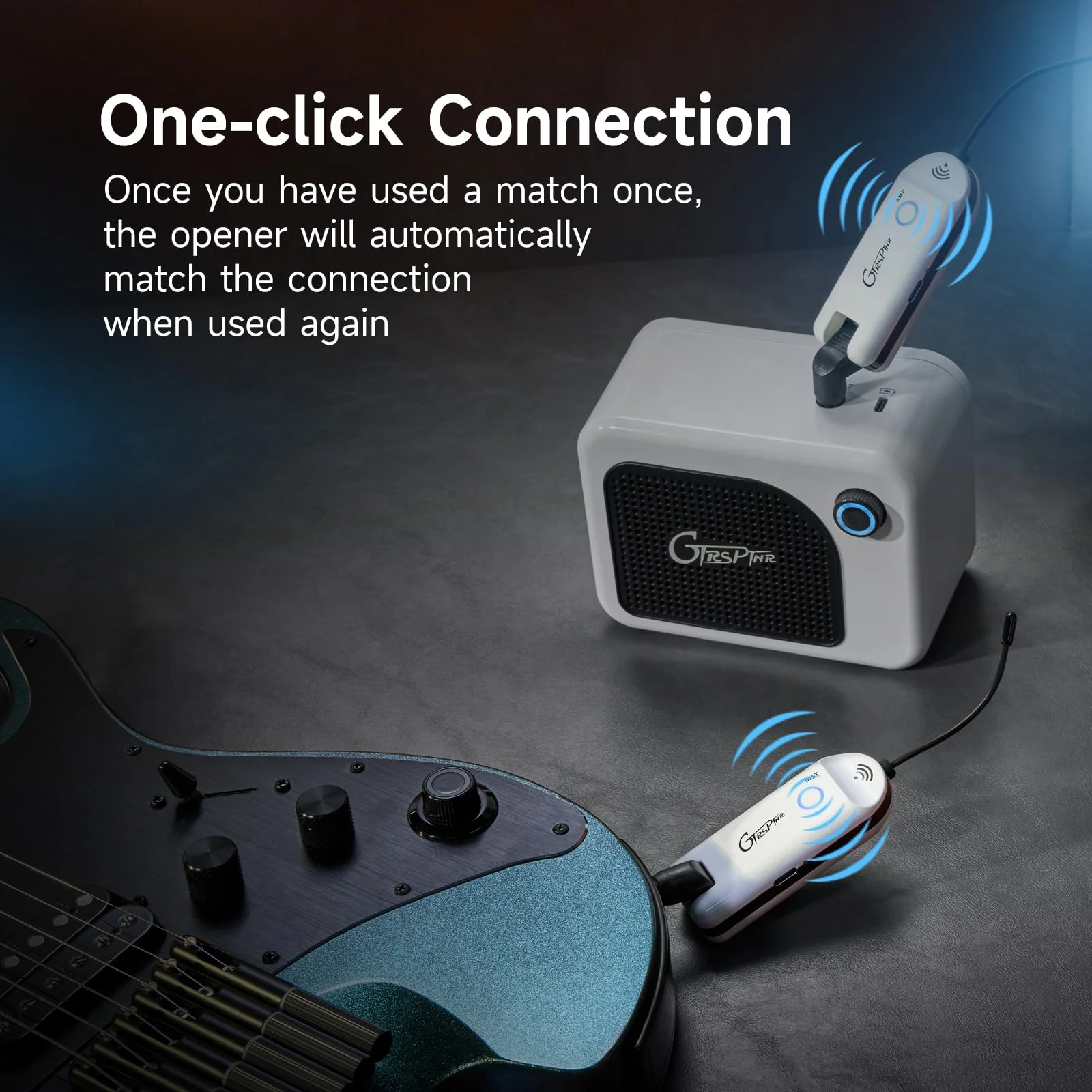 GTRS GWU4 UHF Guitar Wireless System 4 Channels Rechargeable Transmitter and Receiver, Auto Match, Low Latency, 100 Feet Range, Stable Connectionfor Electric Guitars Bass and More (White) White - Image 3