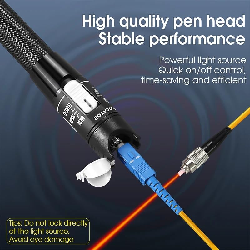 Guakiili 80MW FTTH Fiber Optic Cable Tester, Optical Fiber Error Locator for a Range of 80 Km, Fiber Optic Tester Supports SC/FC/ST 2.5mm Adapter - Image 4
