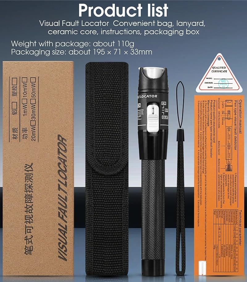 Guakiili 80MW FTTH Fiber Optic Cable Tester, Optical Fiber Error Locator for a Range of 80 Km, Fiber Optic Tester Supports SC/FC/ST 2.5mm Adapter - Image 7