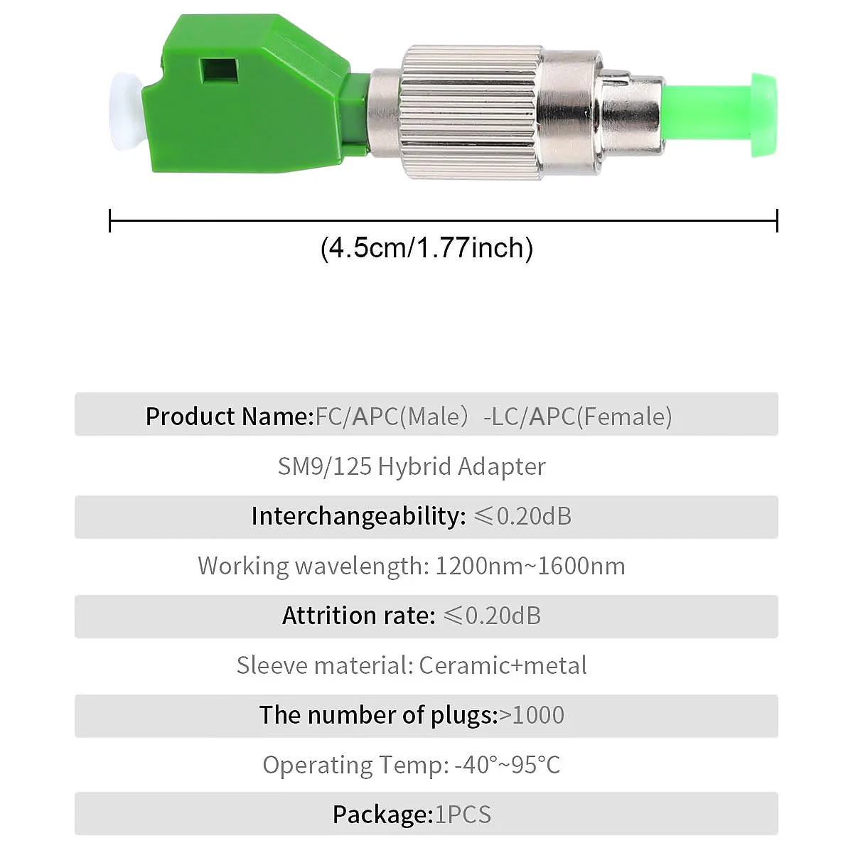 Guakiili FC/APC Male to LC/APC Female Fibre Optic Adapter Singlemode Fibre Hybrid Adapter FC-LC SM 9/125um Connector - Image 3