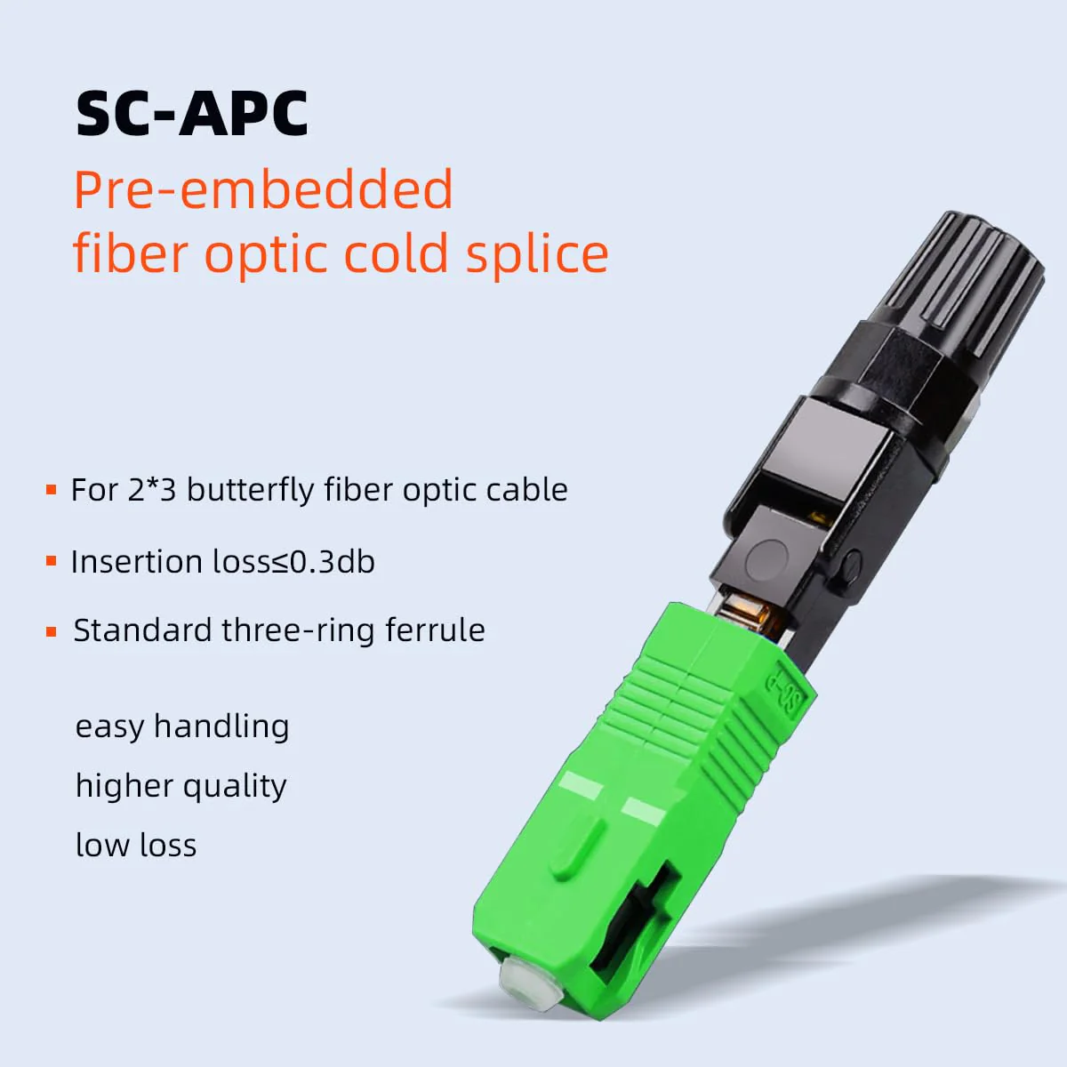 Guakiili Fibre Optic Connector SC-APC Connector Pack of 10, Fibre Optic Cold Splicer SC/APC FTTH Quick Connector with Embedded Leather Wire - Image 2