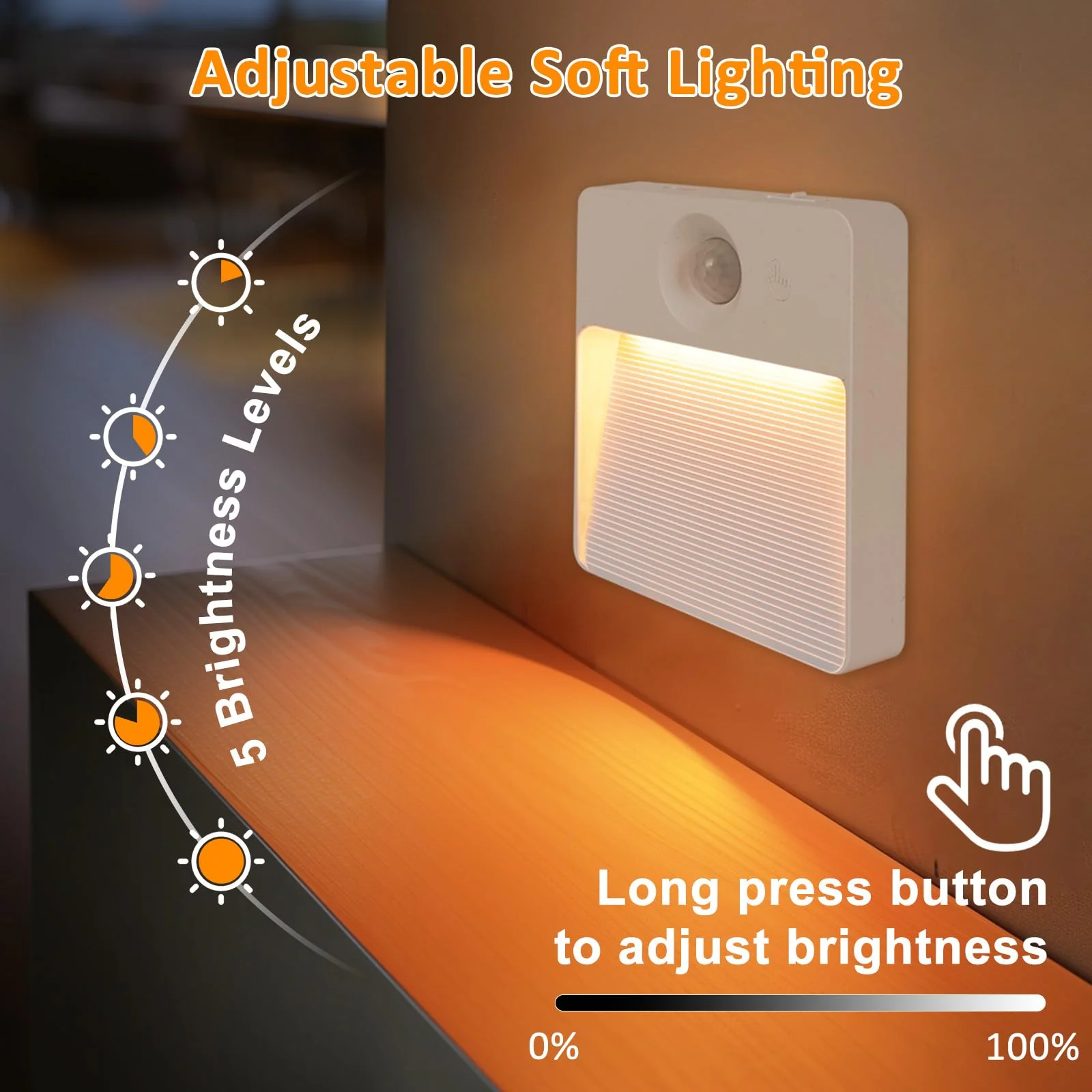 Guankai 8 Pack Rechargeable Motion Sensor Stair Light for Indoor, RGBW Battery Operated Closet Lights, Stick On Night Lamp, Motion Activated Magnetic Lighting Lamps for Step,Cabinet,Hallway,Bathroom White - Image 4