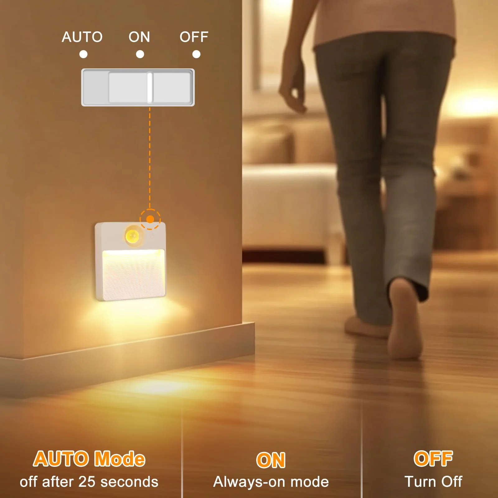 Guankai 8 Pack Rechargeable Motion Sensor Stair Light for Indoor, RGBW Battery Operated Closet Lights, Stick On Night Lamp, Motion Activated Magnetic Lighting Lamps for Step,Cabinet,Hallway,Bathroom White - Image 6