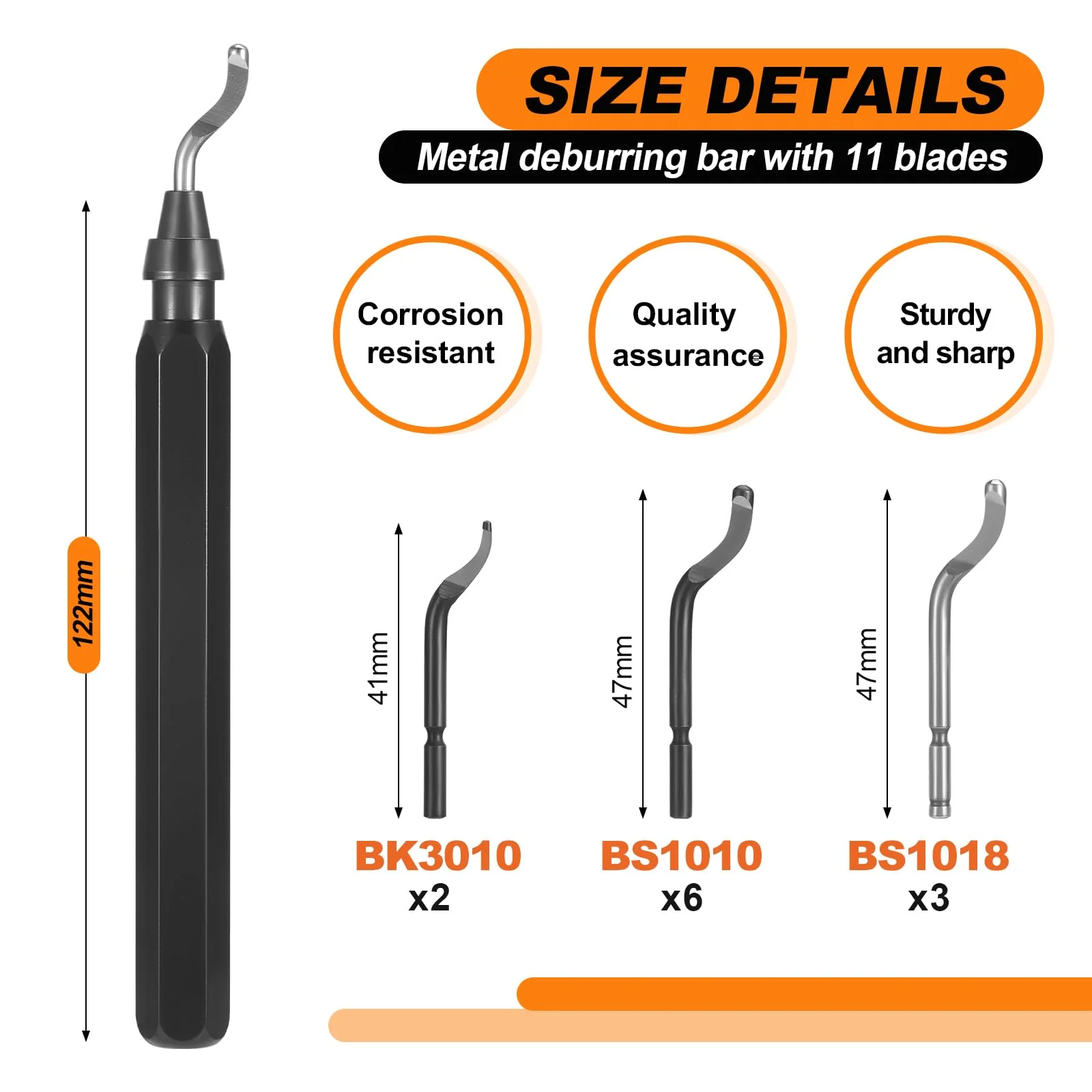Gueenky Deburring Burr Remover, 360° Rotating Deburring Tool Metal Hand Deburring Tool with 11 Pieces Replacement Blades Deburring Tool for 3D Printer Metal Plastic Aluminium Stainless Steel - Image 2