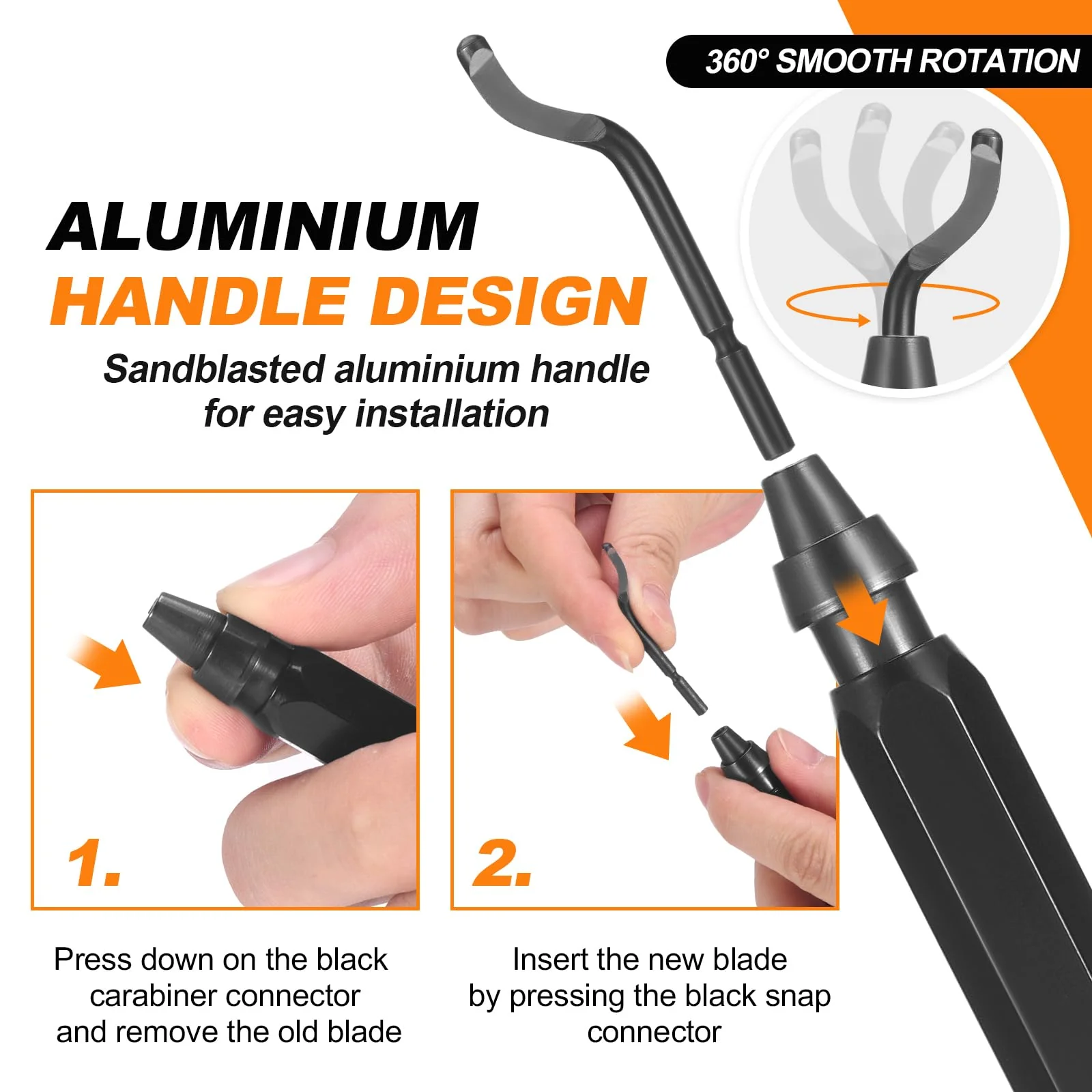 Gueenky Deburring Burr Remover, 360° Rotating Deburring Tool Metal Hand Deburring Tool with 11 Pieces Replacement Blades Deburring Tool for 3D Printer Metal Plastic Aluminium Stainless Steel - Image 4