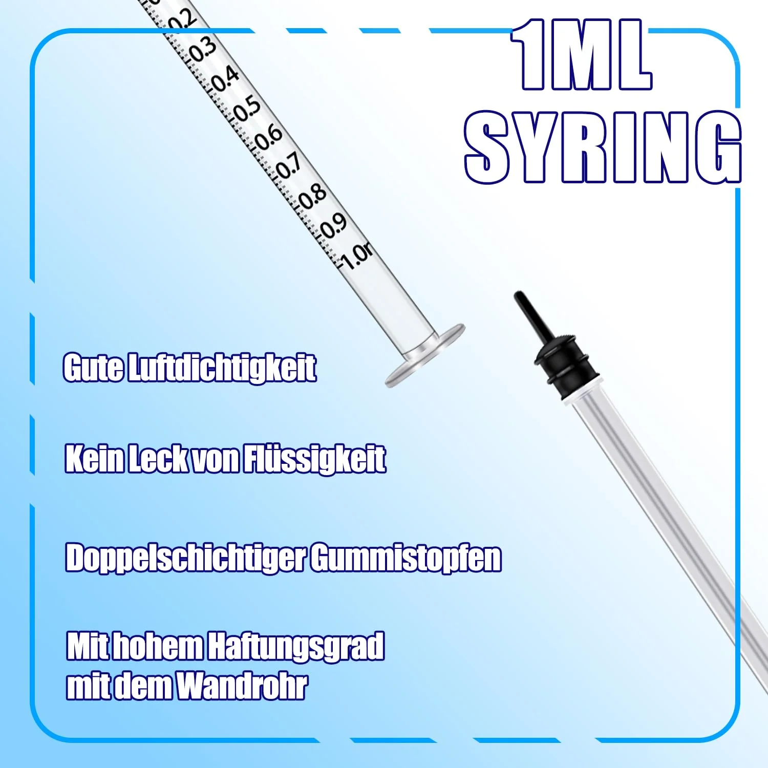 Gufastoe Pack of 100 1 ml Syringe with Protective Caps for Industrial or Animal Feed 100 Stück-1ml - Image 2