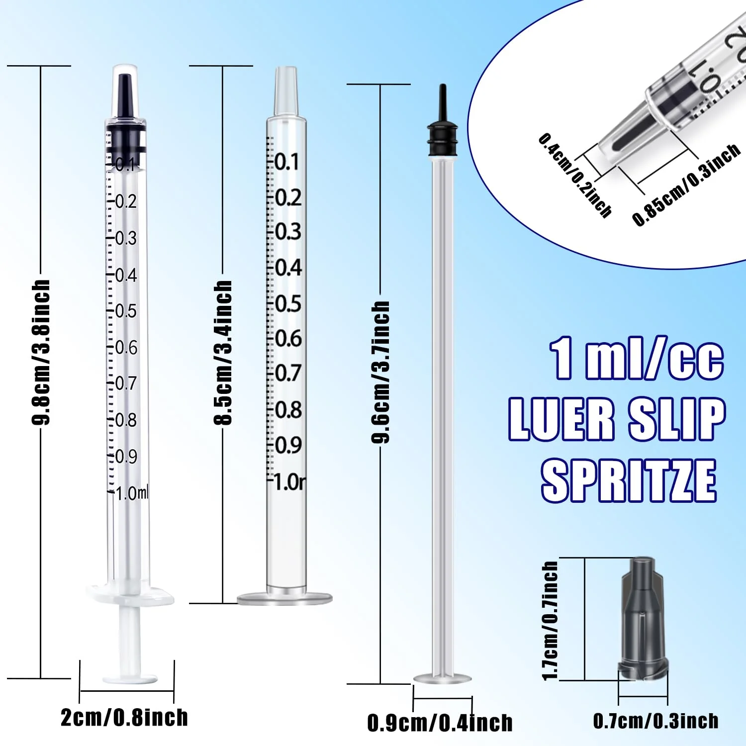 Gufastoe Pack of 100 1 ml Syringe with Protective Caps for Industrial or Animal Feed 100 Stück-1ml - Image 3