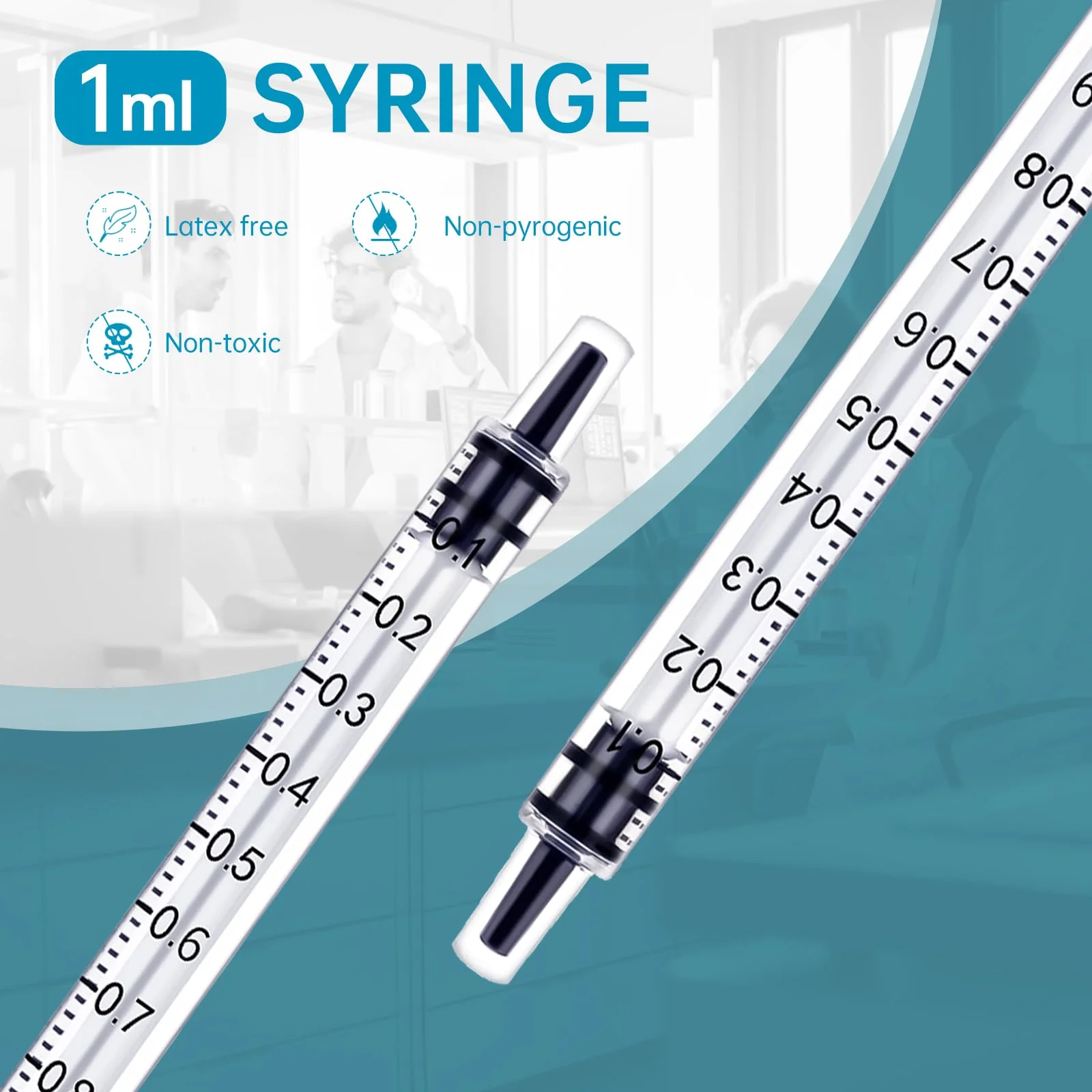 Gufastoe Pack of 100 1 ml Syringe with Protective Caps for Industrial or Animal Feed 100 Stück-1ml - Image 4
