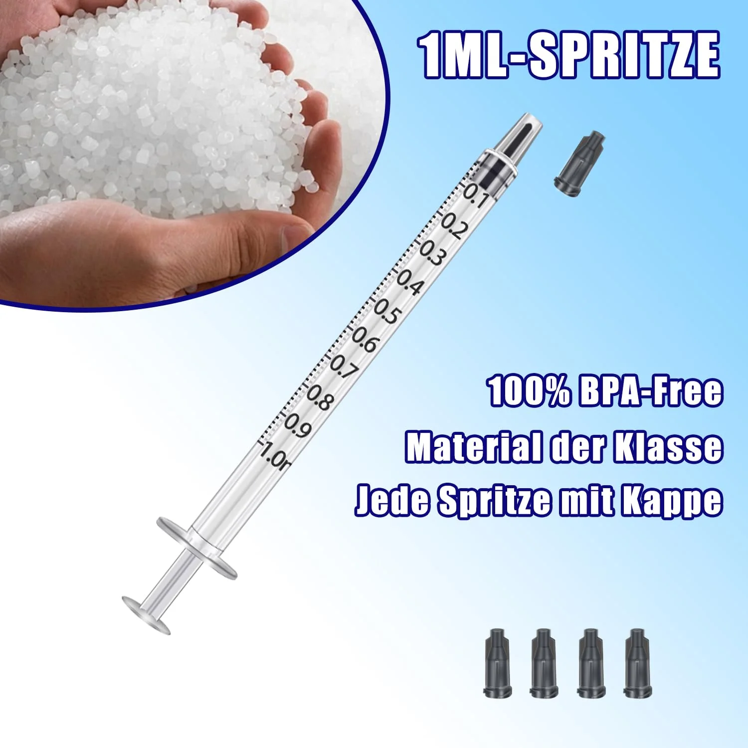 Gufastoe Pack of 100 1 ml Syringe with Protective Caps for Industrial or Animal Feed 100 Stück-1ml - Image 5