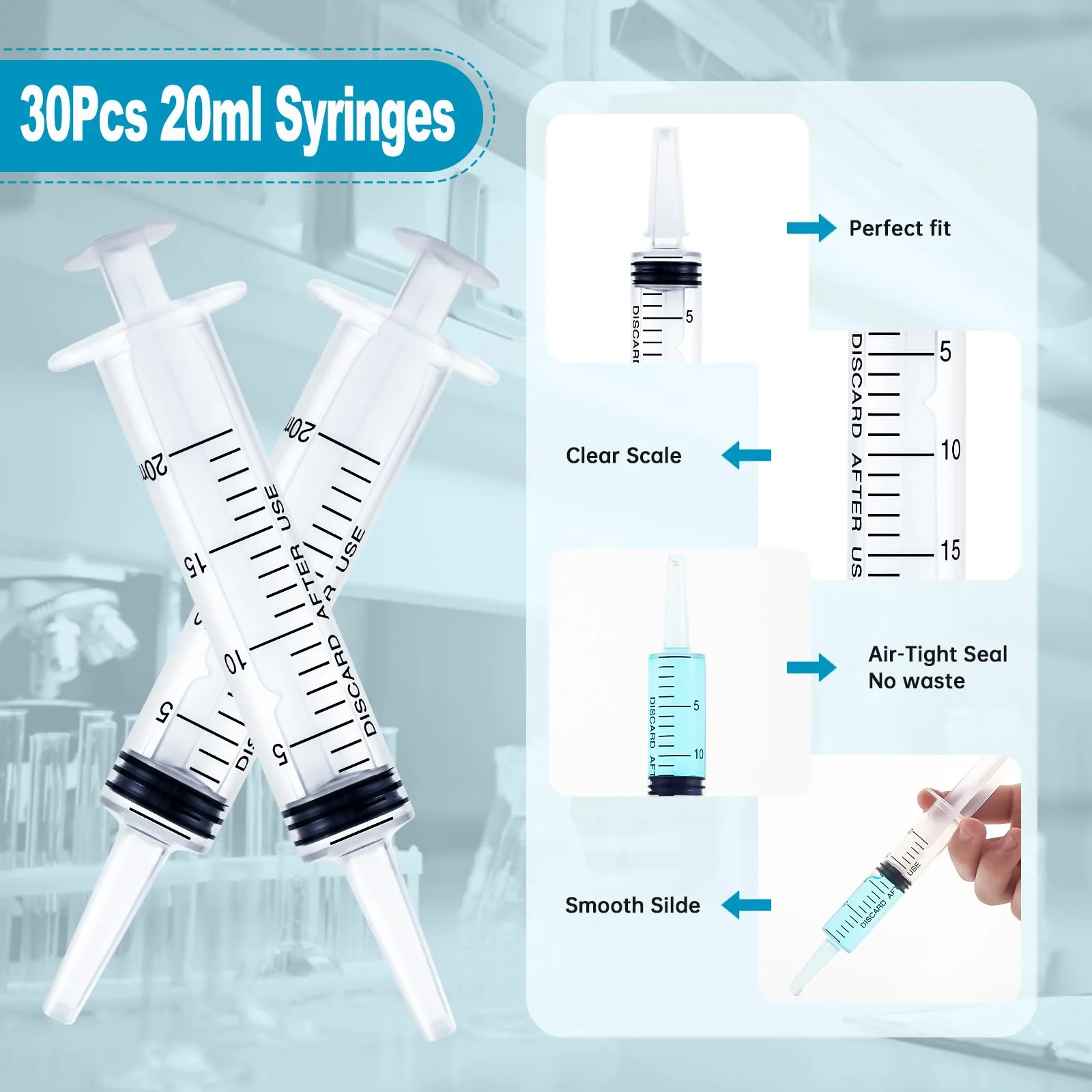 Gufastoe Pack of 30 20 ml Syringes with Protective Caps for Small Pet Feeding Industrial Precision Application Pack of 30 - 20 ml - Image 4