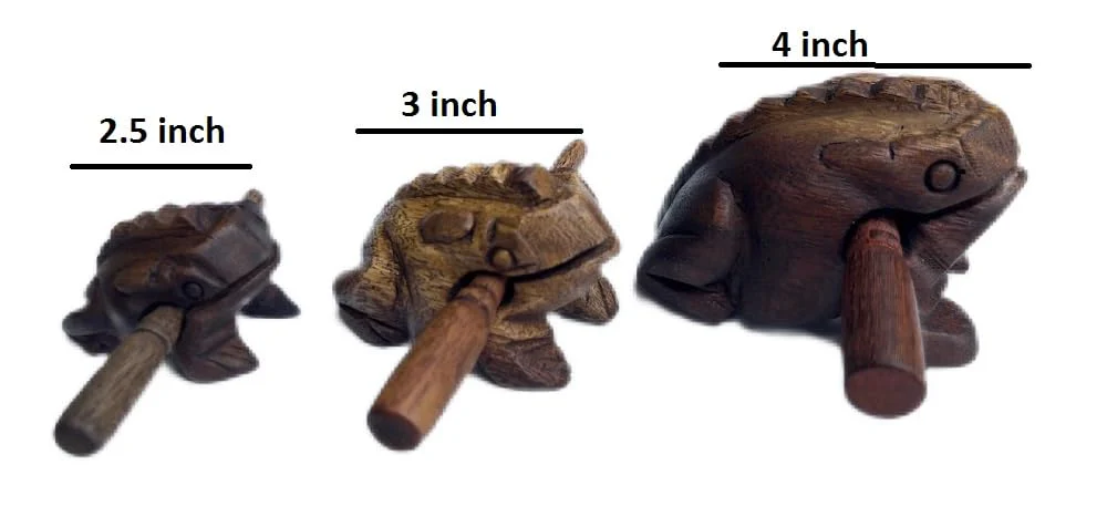 Guiros Percussion Instruments Wooden Frog 3 Piece Set of 4 Inch, 3 Inch, 2.5 Inch, Wooden Frog Musical Instrument (Vintage Style) Vintage Style - Image 6