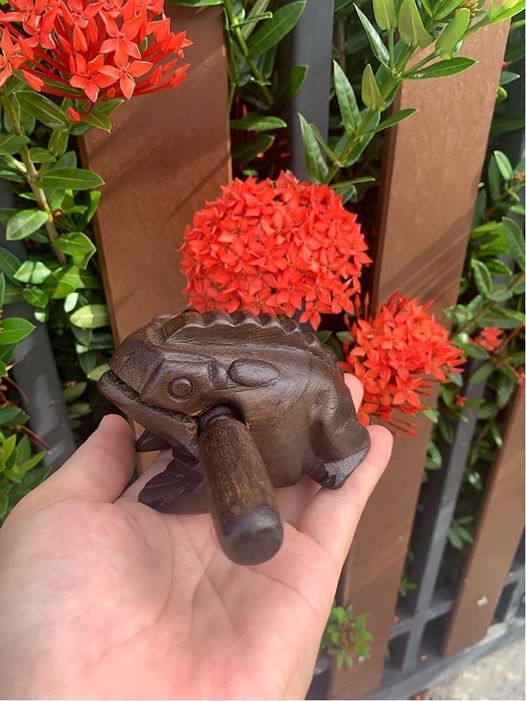 Guiros Percussion Instruments Wooden Frog Musical Instrument Set of 3 Frogs: 4 Inch, 3 Inch, and 2.25-2.75 Inch (Dark Brown/Brown/Natural Colors) Dark Brown/Brown/Natural Colors - Image 3