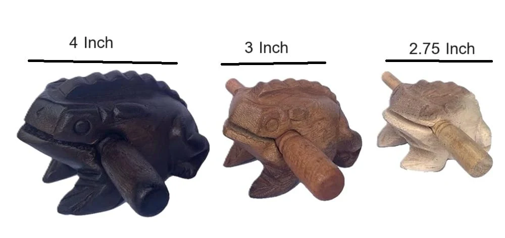 Guiros Percussion Instruments Wooden Frog Musical Instrument Set of 3 Frogs: 4 Inch, 3 Inch, and 2.25-2.75 Inch (Dark Brown/Brown/Natural Colors) Dark Brown/Brown/Natural Colors - Image 6