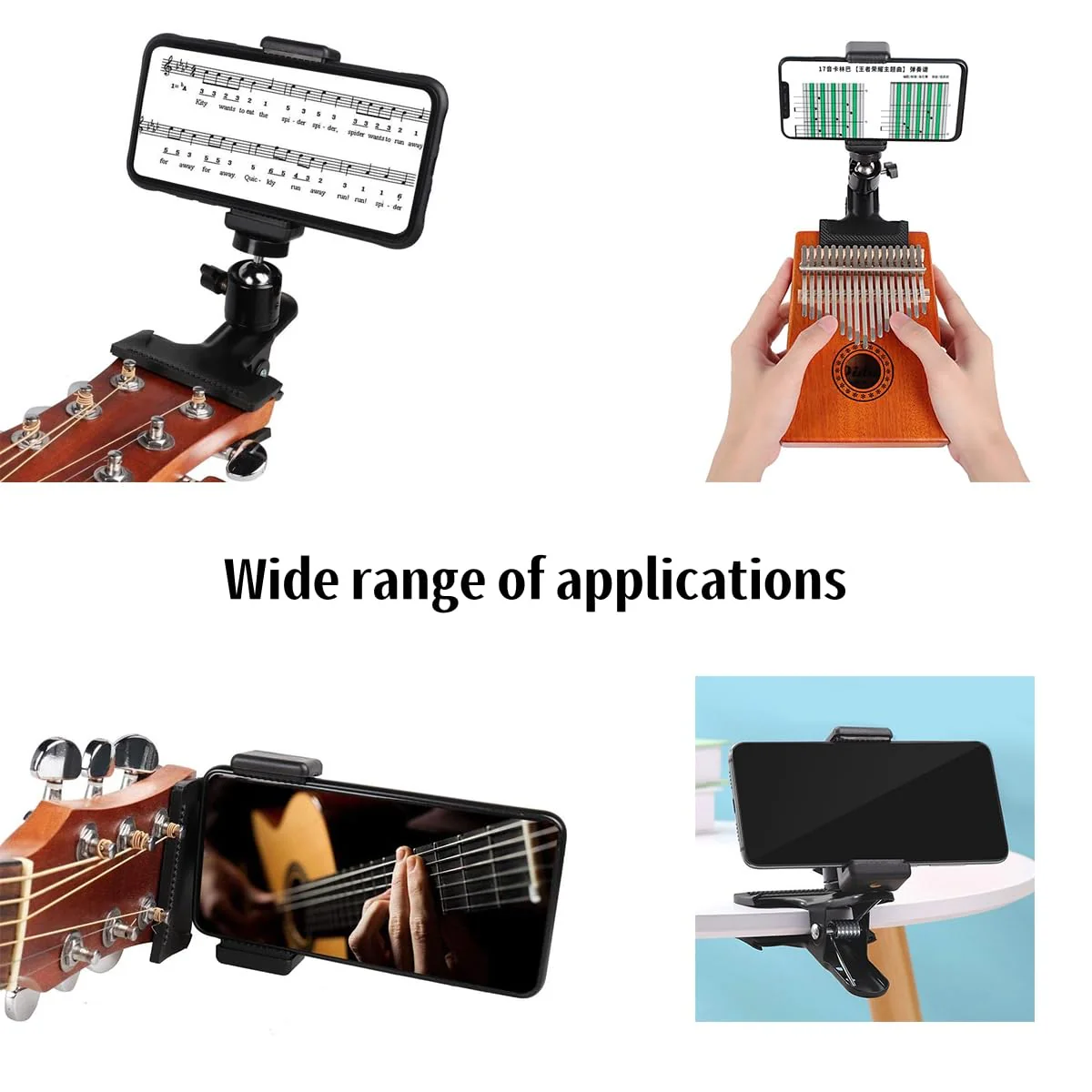 Guitar Accessories Gifts for Men - 1 Bass/Ukulele/Electric Guitar Phone Holder for Live Broadcast Video Recording,1 Guitar Capo With Free Picks Holder+Capo+12 Picks - Image 3