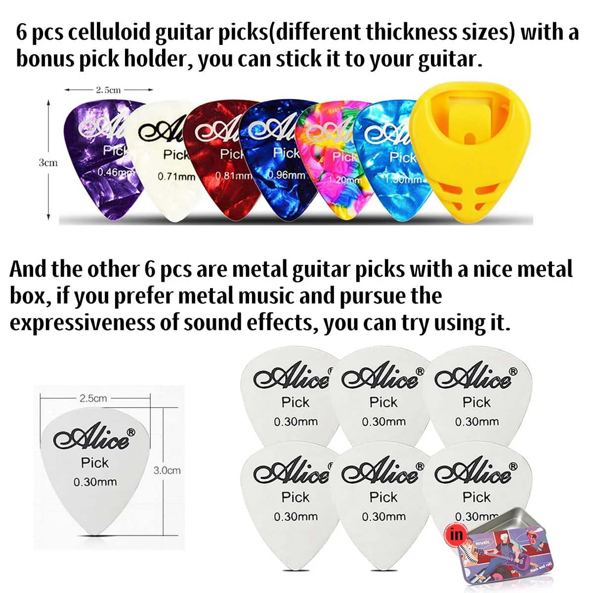 Guitar Accessories Gifts for Men - 1 Bass/Ukulele/Electric Guitar Phone Holder for Live Broadcast Video Recording,1 Guitar Capo With Free Picks Holder+Capo+12 Picks - Image 5