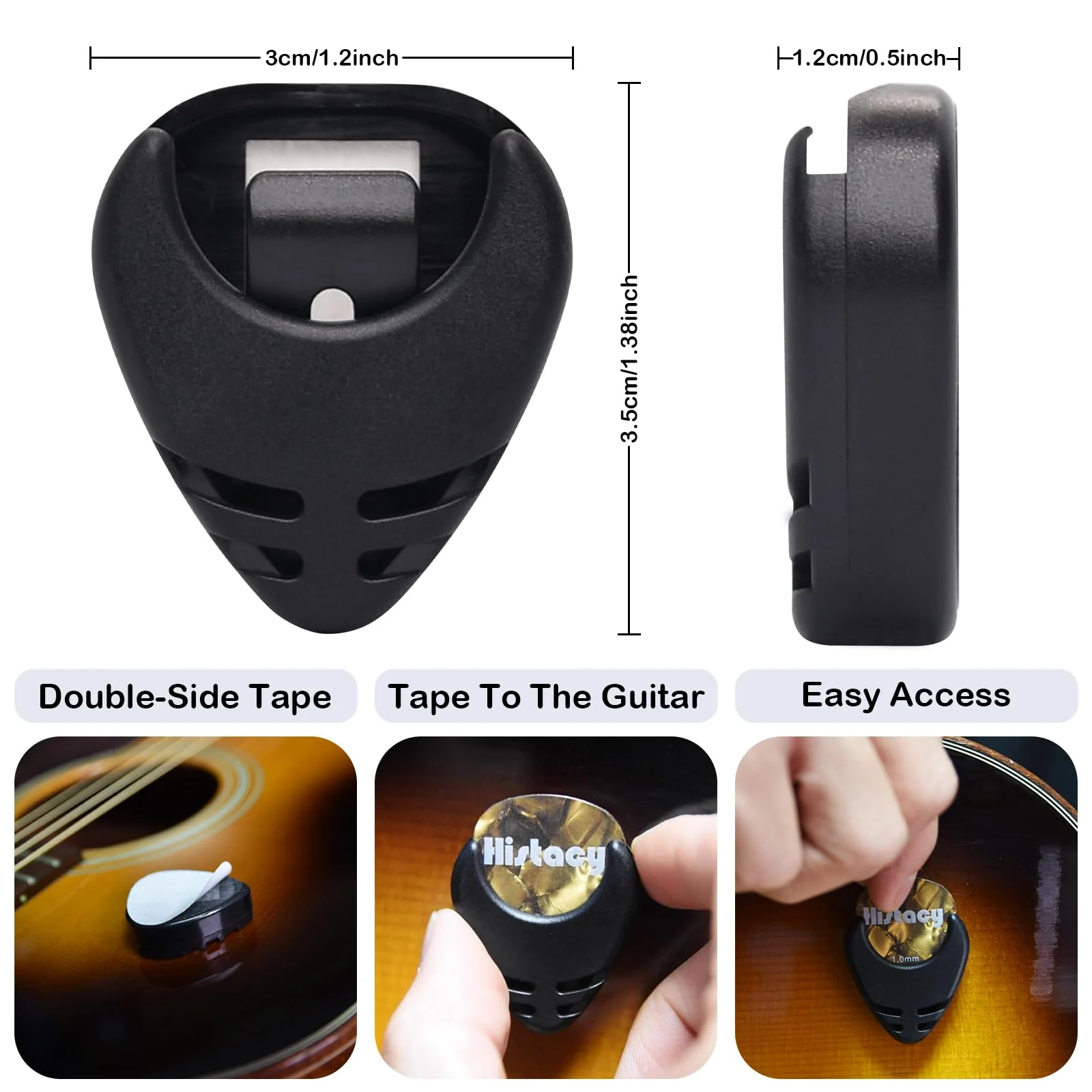 Guitar Accessories Kit: Clip On Guitar Tuner, 3 in 1 Guitar Capo, 30 Guitar Picks, Pick Holder, Leather Plectrum Pouch Keyring & Storage Case for Acoustic Electric Guitar, Bass, Ukulele - Image 5