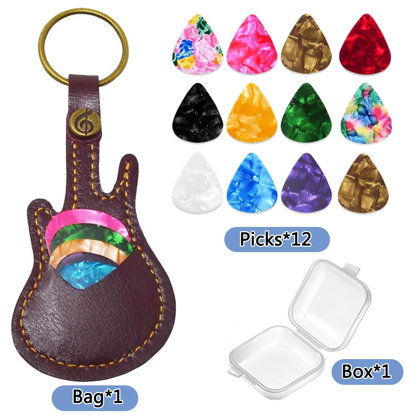 Guitar Accessories Kit gifts,Guitar Capo,Strap,Picks,Guitar pick holder bag,picks box,Phone Clip,Accessories for Acoustic,Bass, Electric & Ukulele - Image 3