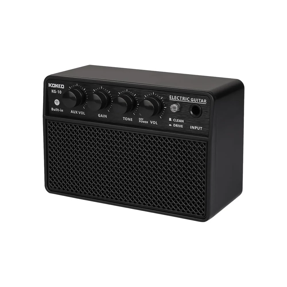 Guitar Amplifier Small Electric Guitar Amp 10W Mini Portable Guitar Practice Speaker for Daily Practice Street Performances Rechargeable Portable Audio Supports BT/Headphone Connection