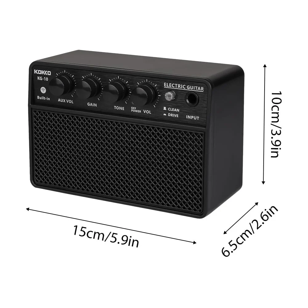 Guitar Amplifier Small Electric Guitar Amp 10W Mini Portable Guitar Practice Speaker for Daily Practice Street Performances Rechargeable Portable Audio Supports BT/Headphone Connection - Image 2