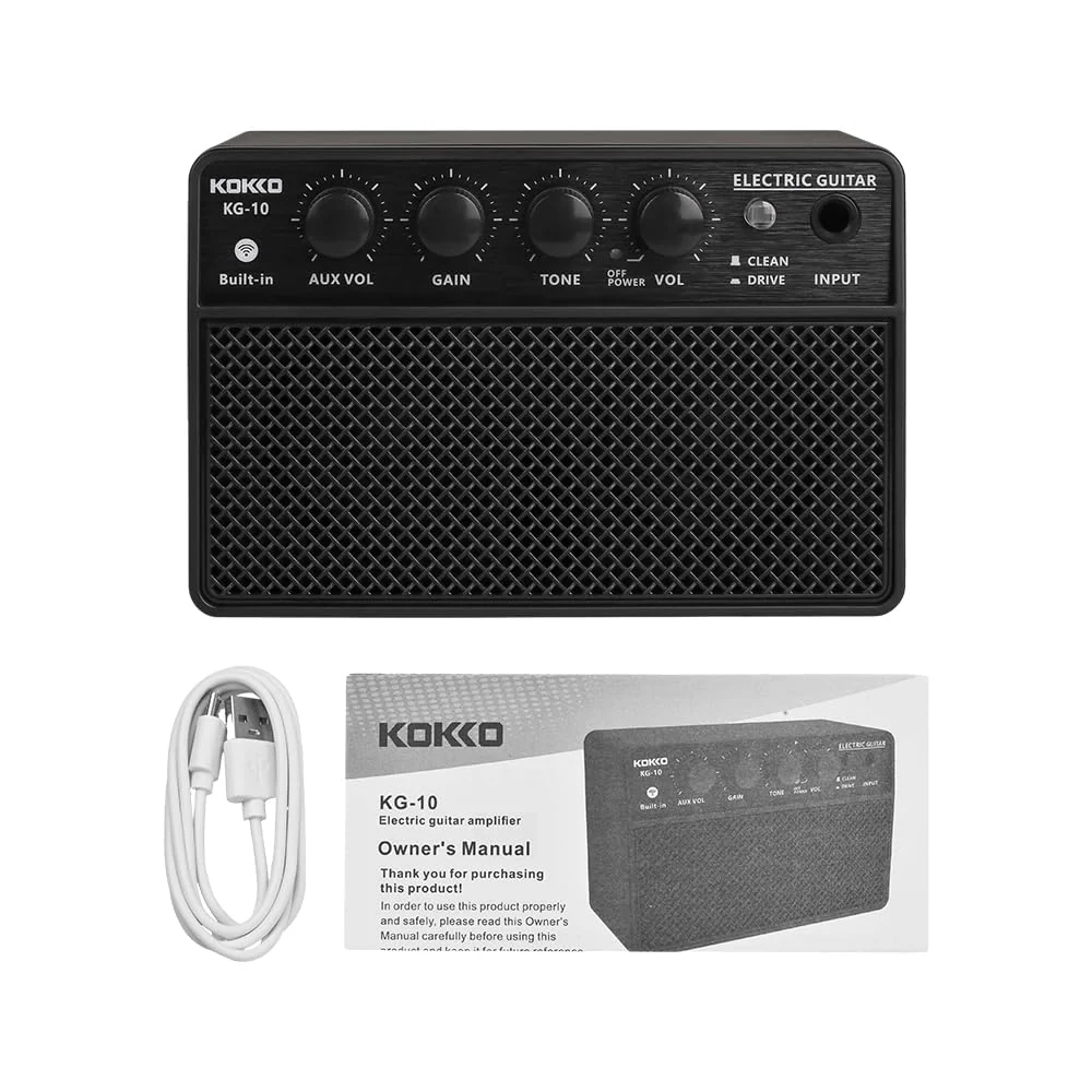 Guitar Amplifier Small Electric Guitar Amp 10W Mini Portable Guitar Practice Speaker for Daily Practice Street Performances Rechargeable Portable Audio Supports BT/Headphone Connection - Image 4