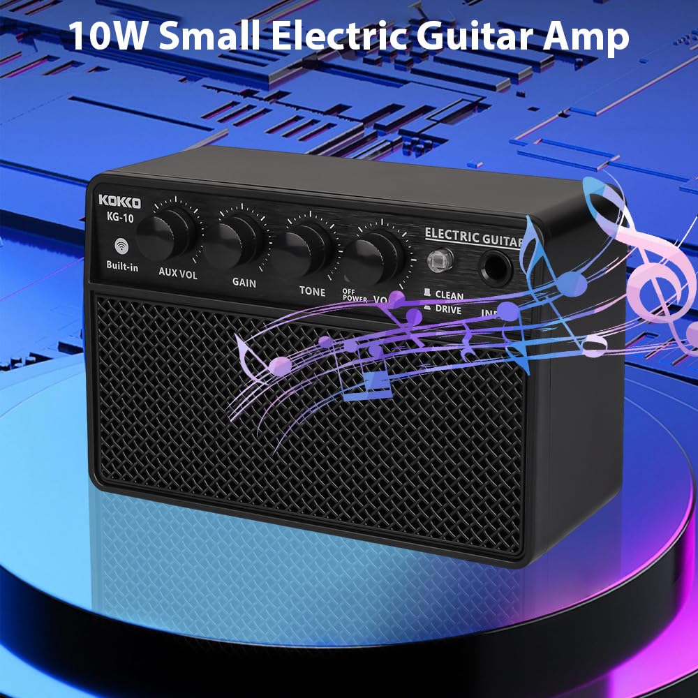 Guitar Amplifier Small Electric Guitar Amp 10W Mini Portable Guitar Practice Speaker for Daily Practice Street Performances Rechargeable Portable Audio Supports BT/Headphone Connection - Image 6