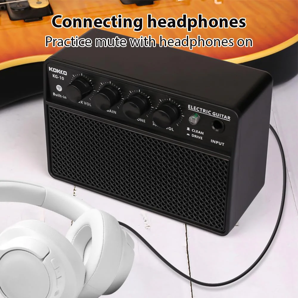 Guitar Amplifier Small Electric Guitar Amp 10W Mini Portable Guitar Practice Speaker for Daily Practice Street Performances Rechargeable Portable Audio Supports BT/Headphone Connection - Image 8