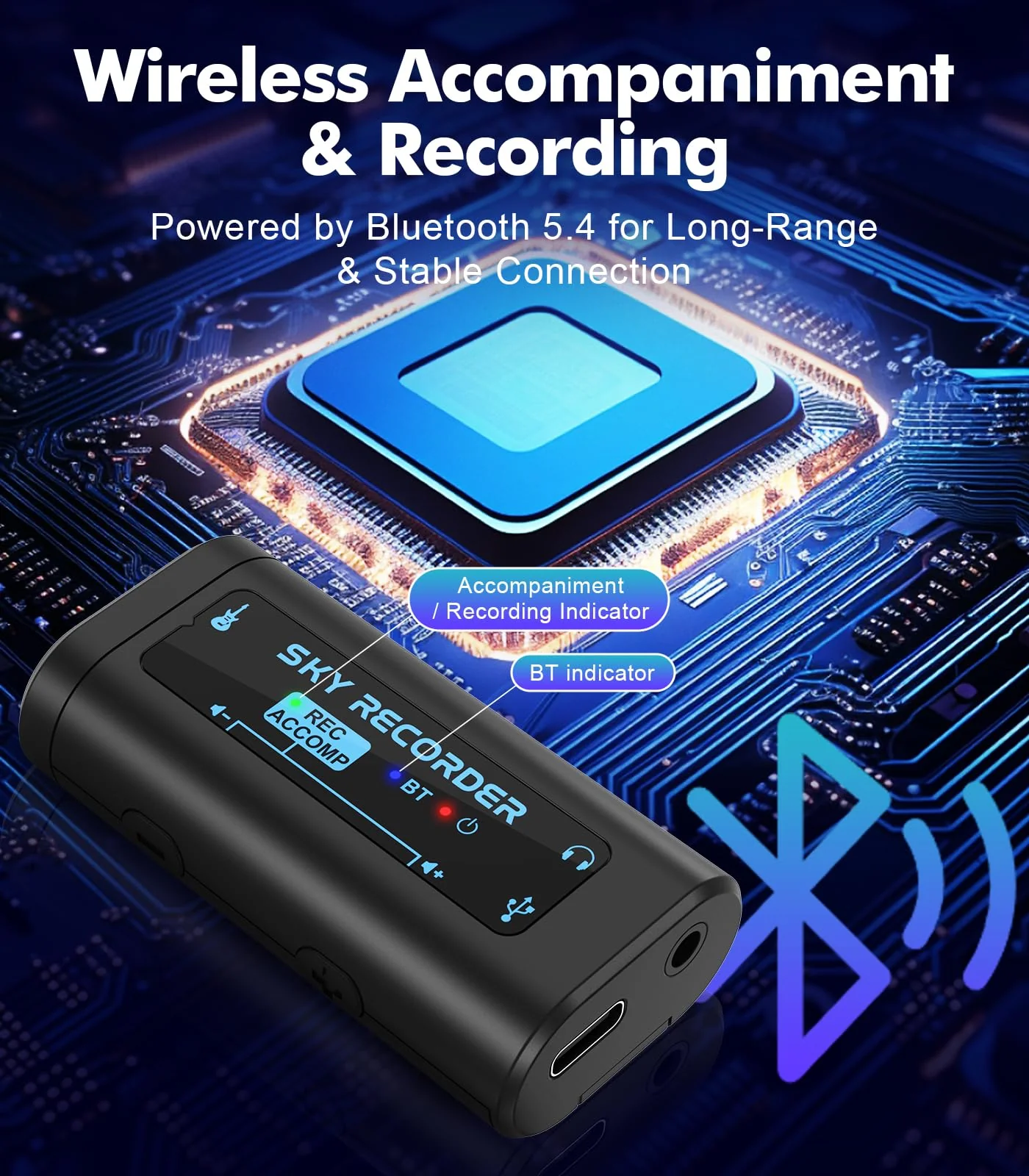 Guitar Audio Interface Pocket Internal Recording Sound Card with Bluetooth, Internal Sound Card, Compatible with iPhone, Mac, Laptop, Android—Plug & Play for Recording, Streaming, Playing - Image 3