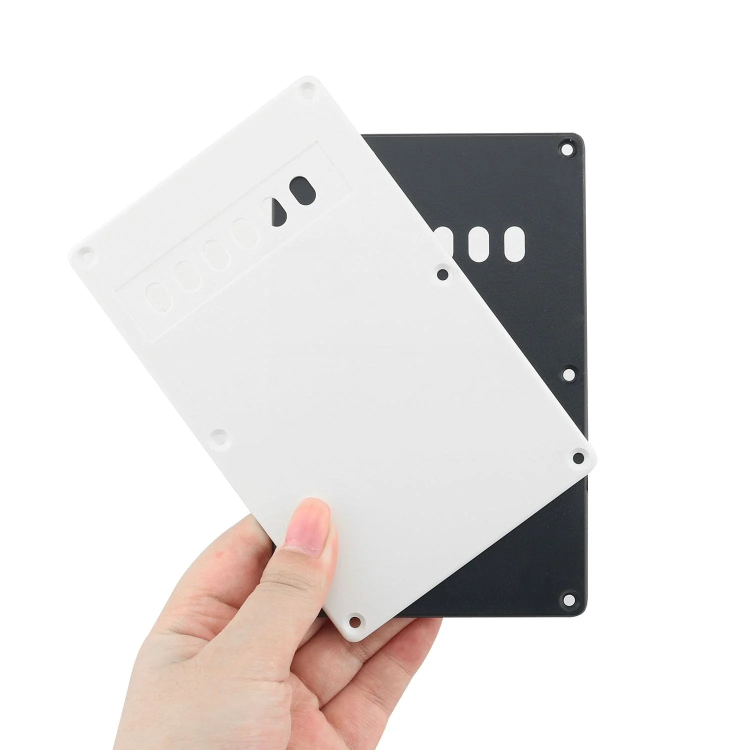 Guitar Back Plate DGBRSM 2pcs Pickguard Tremolo Cavity Cover Backplate with Screws Suitable for SQ, ST Series Electric Guitar Rear Cover (Black, White) - Image 4