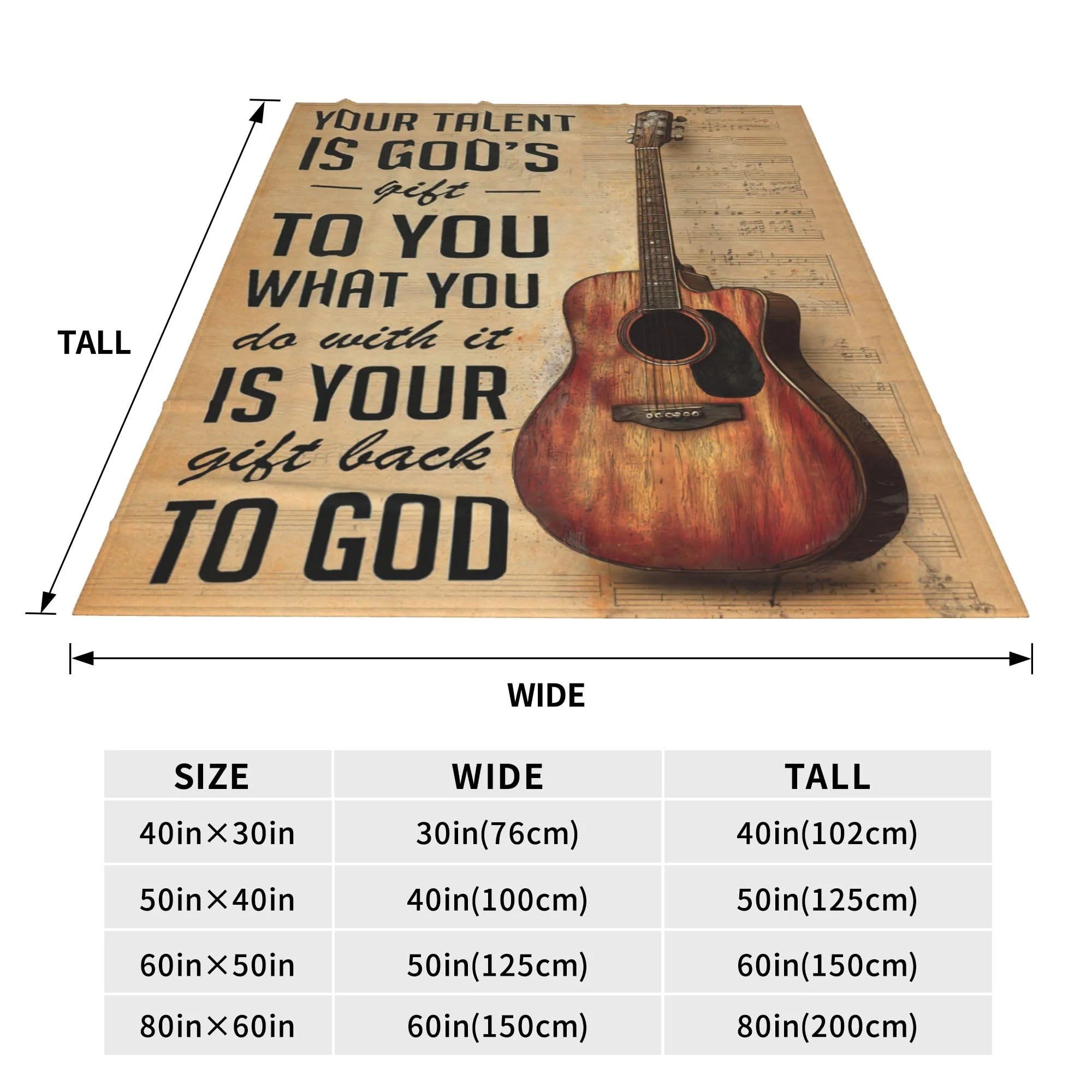 Guitar Blanket Warm Plush Flannel Music Christian Inspirational Scripture Throw Blanket Super Soft Fleece Cozy Fuzzy Guitar Stuffed Blanket Religious Bible Verse Gifts for Kids Teens Adults 40"X50" 40 X50 inch - Image 4